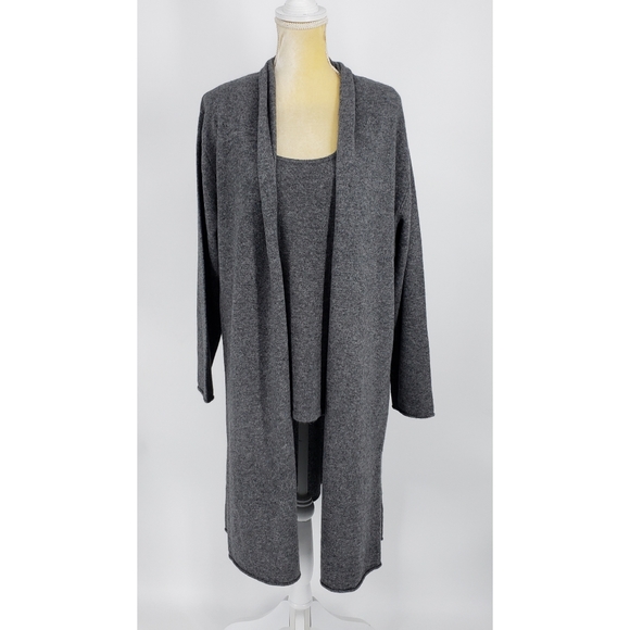 Neiman Marcus 100% Cashmere Duster & Tank Set 2X - Picture 2 of 15